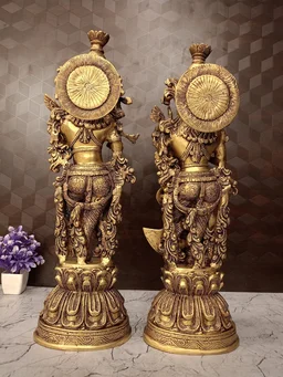 DecorsOne Buy Brass Superfine Radha Krishna Statue Big 21″ ,Handicraft Idol & Golden Antique Finish / Symbol of Eternal Love & Harmony