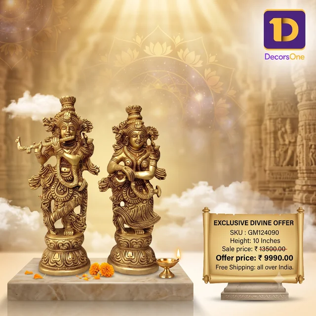 Decorsone Brass Radha Krishna Pair Idol