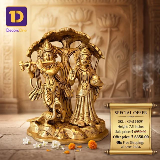 DecorsOne Buy Brass Radha Krishna With Tree Idol