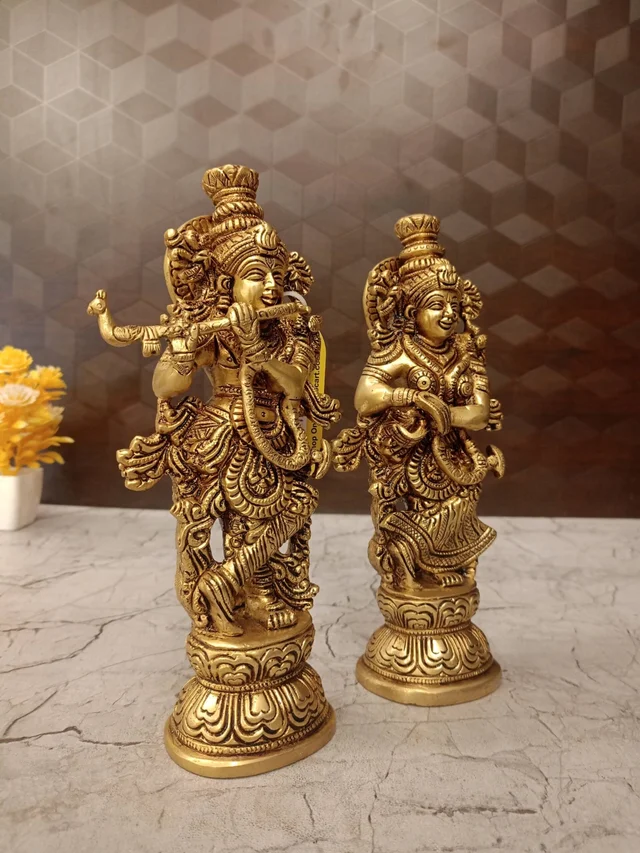 Decorsone Brass Radha Krishna Pair Idol
