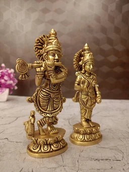 DecorsOne Brass Radha Krishna Pair Idol For Wedding Gifts
