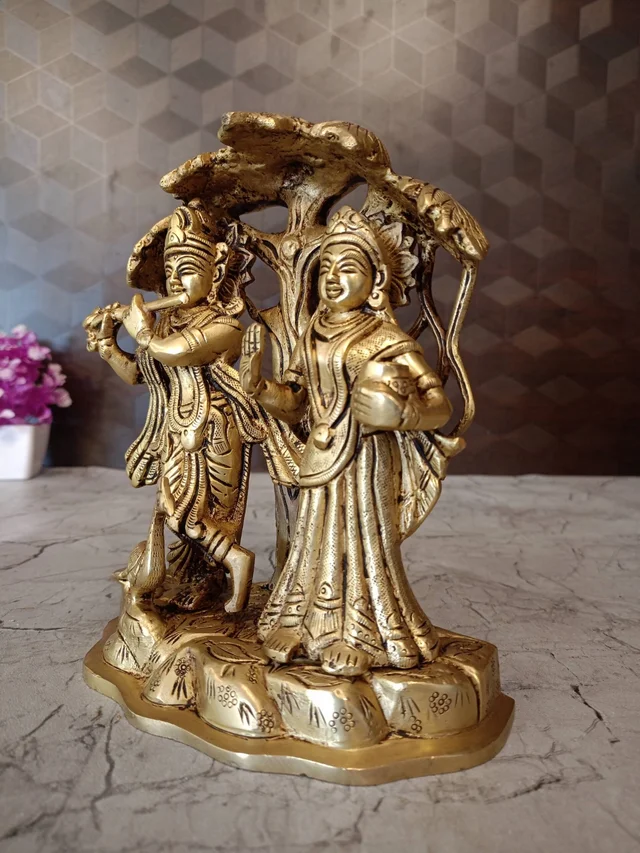 DecorsOne Buy Brass Radha Krishna With Tree Idol