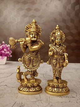 DecorsOne Brass Radha Krishna Pair Idol For Wedding Gifts