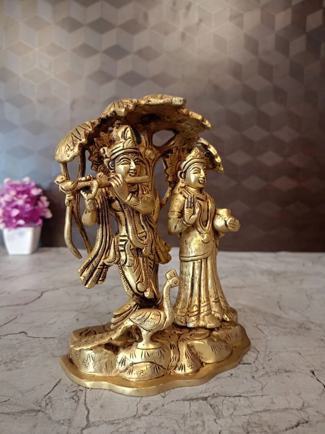 DecorsOne Buy Brass Radha Krishna With Tree Idol