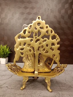 DecorsOne Brass Radha Krishna Idol Sitting Designer Sofa 10''