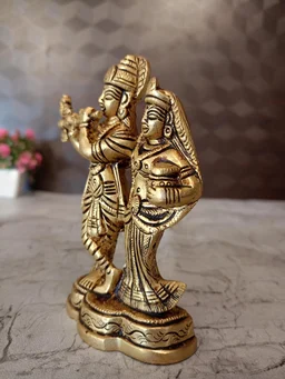 DecorsOne Brass Radha Krishna Idol 4.5"