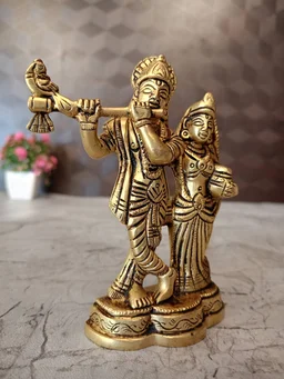 DecorsOne Brass Radha Krishna Idol 4.5"