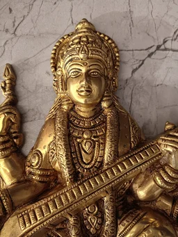 DecorsOne Brass Saraswathi Wall Mount Idol