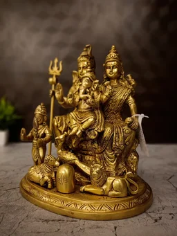 DecorsOne Brass Shivan Family Idol 9"