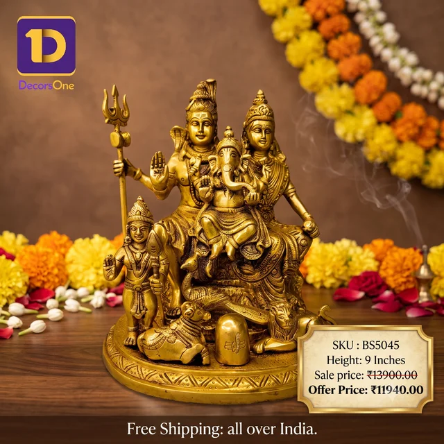 DecorsOne Brass Shivan Family Idol 9"