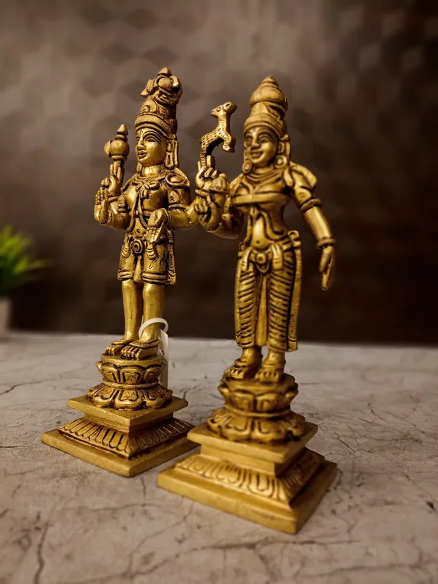 DecorsOne Brass Shiva Parvathi Idol 8"