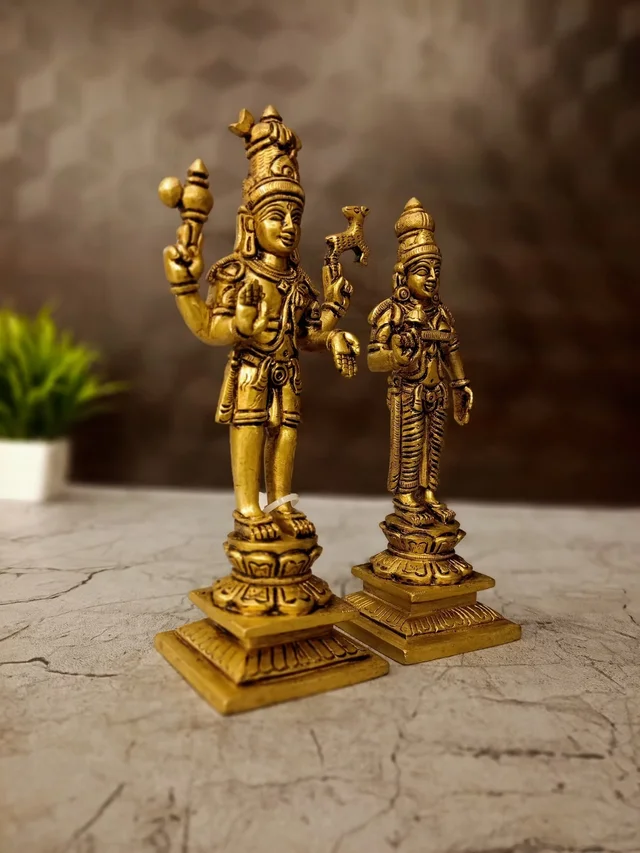 DecorsOne Brass Shiva Parvathi Idol 8"
