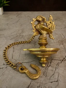 DecorsOne Brass Single Face Annam Hanging Diya 21"