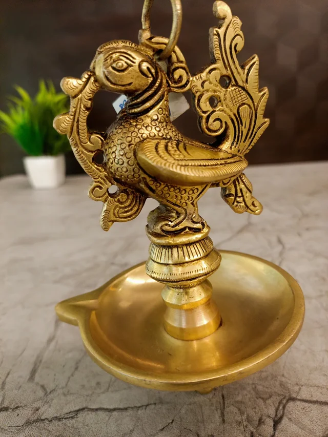 DecorsOne Brass Single Face Annam Hanging Diya 21"