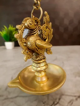 DecorsOne Brass Single Face Annam Hanging Diya 21"