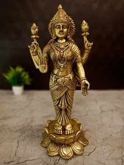 DecorsOne Brass Standing Maha Lakshmi Idol 14.5″