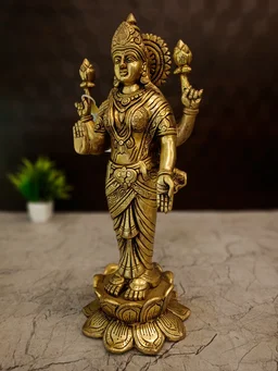 DecorsOne Brass Standing Maha Lakshmi Idol 14.5″