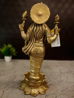 DecorsOne Brass Standing Maha Lakshmi Idol 14.5″