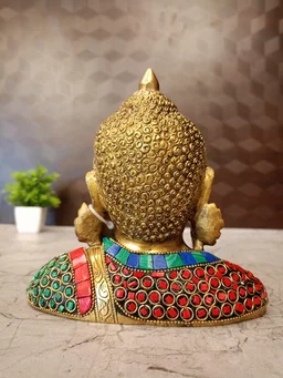 DecorsOne Brass Buddha Stone Red Blue And Green Color