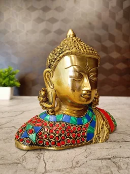 DecorsOne Brass Buddha Stone Red Blue And Green Color