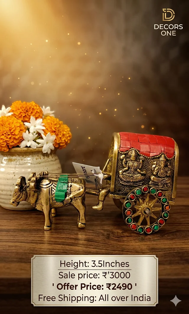 DecorsOne Brass Stone Bullockcart 3.5''