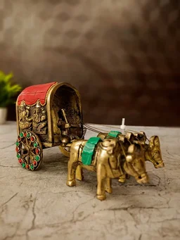 DecorsOne Brass Stone Bullockcart 3.5''