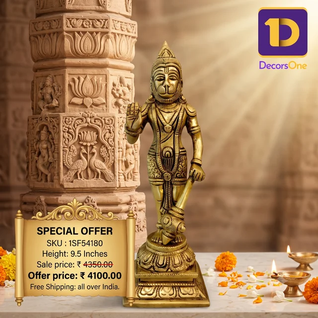 DecorsOne Brass Hanuman Standing Idol 9.5