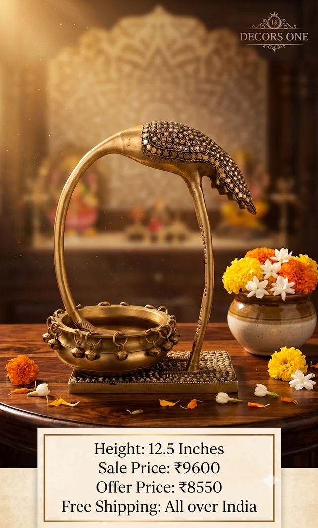 DecorsOne Brass Swan Uruli stone finish 12.5"