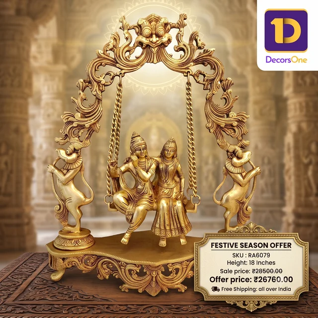 DecorsOne Brass Swing Radha Krishnan Idol 18"