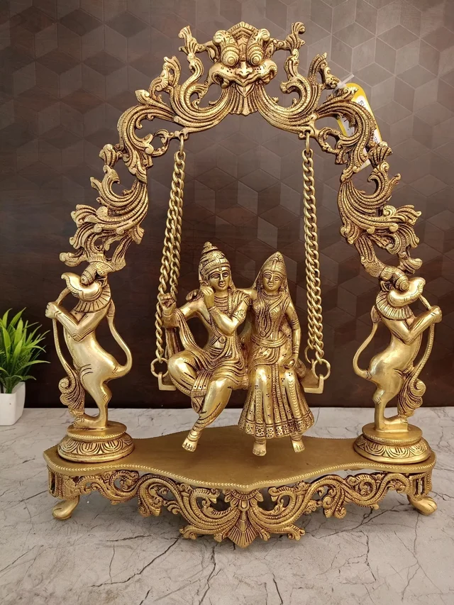 DecorsOne Brass Swing Radha Krishnan Idol 18"
