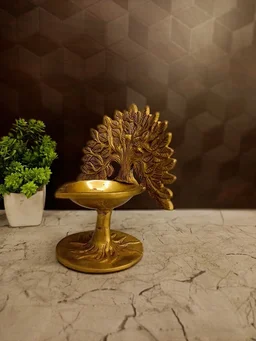 DecorsOne Illuminate your home with the Premium Brass Single Face Tree Diya