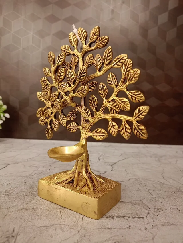 DecorsOne Brass kalpaviruksha Tree With Diya 7"