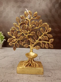 DecorsOne Brass kalpaviruksha Tree With Diya 7"