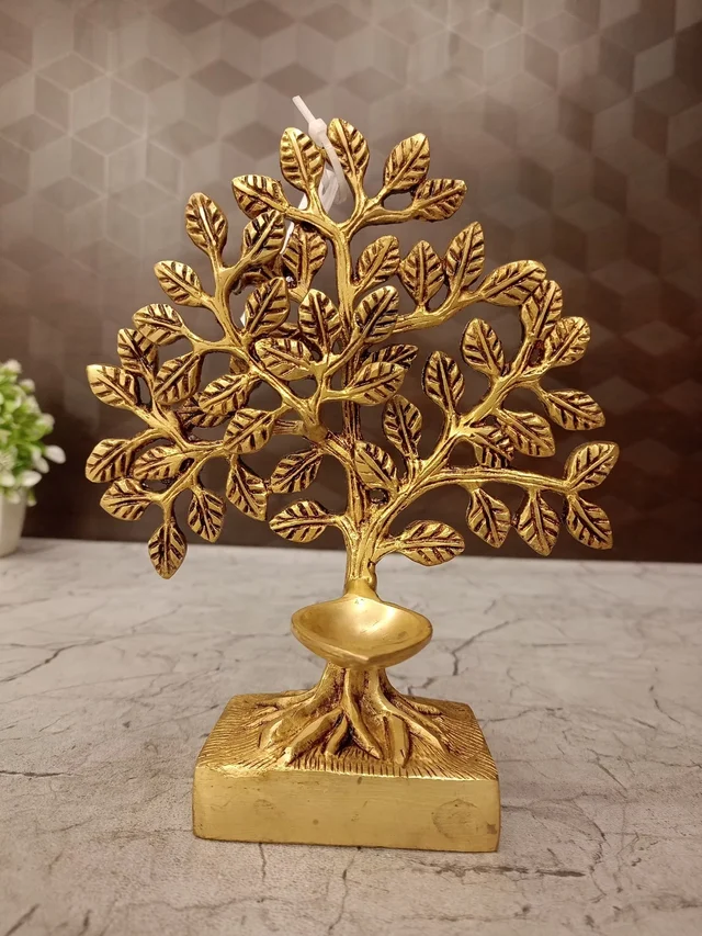 DecorsOne Brass kalpaviruksha Tree With Diya 7"