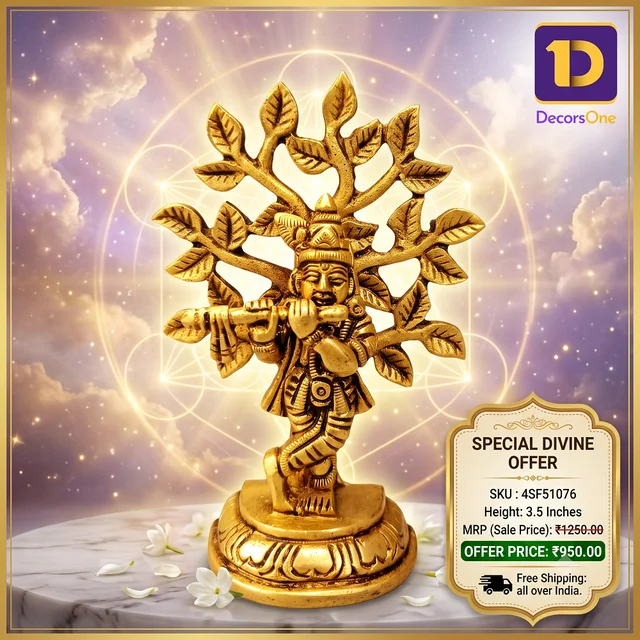DecorsOne Brass RadhaKrishna Under Tree 3.5″