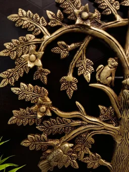 Brass Tree With Flower & Bird Wall Mount 14"