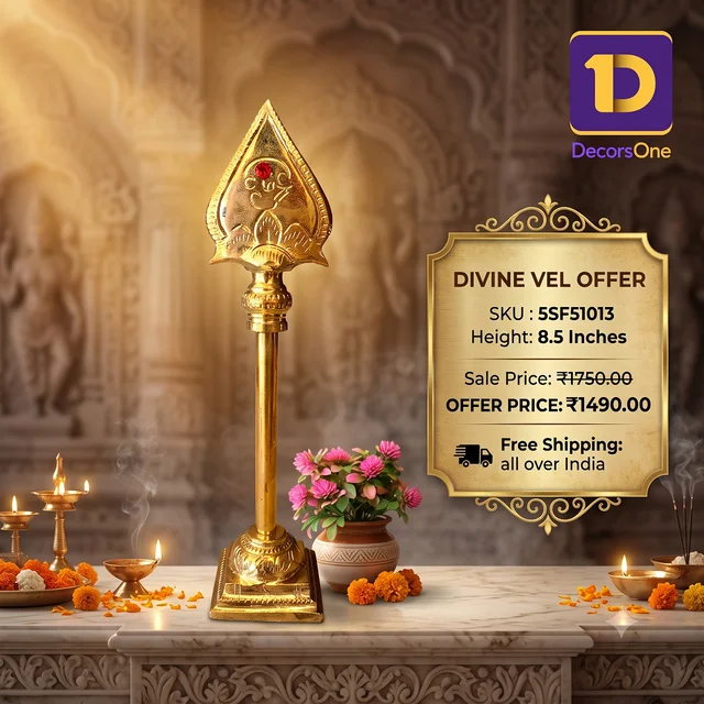 DecorsOne Brass Vel With Red Stone 8.5"