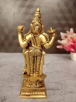 DecorsOne Brass Lotus Vishnu Idol 6"