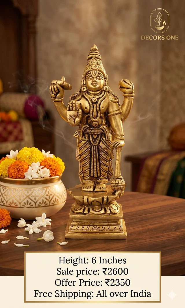 DecorsOne Brass Lotus Vishnu Idol 6"