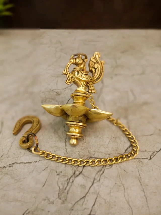 DecorsOne Brass Five Face Hanging Diya 20"