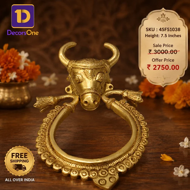 DecorsOne Brass Cow Head Door Knock 7.5”