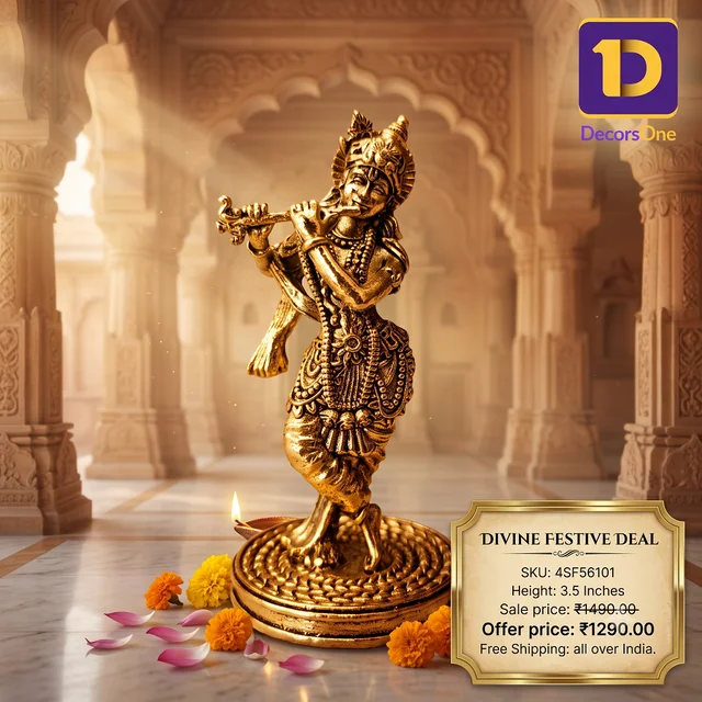 DecorsOne Brass Fine art Krishna