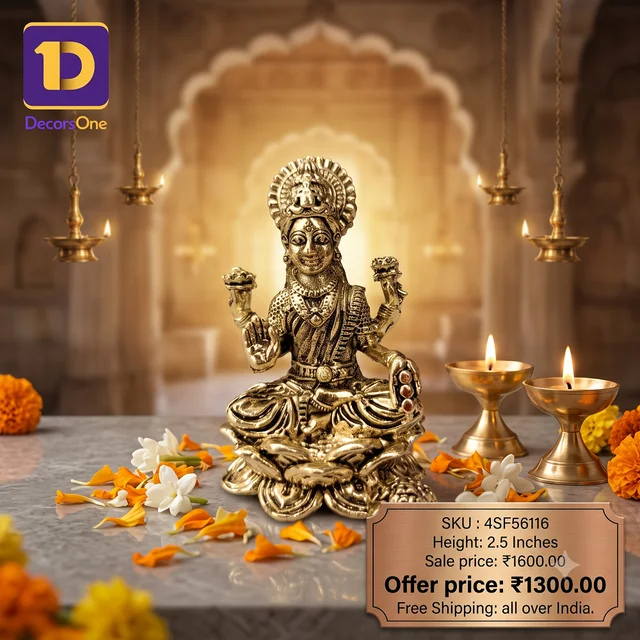DecorsOne Brass Fine art Lakshmi idol on Lotus