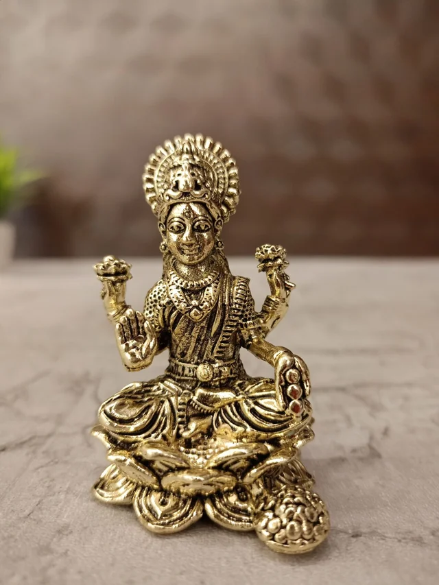 DecorsOne Brass Fine art Lakshmi idol on Lotus