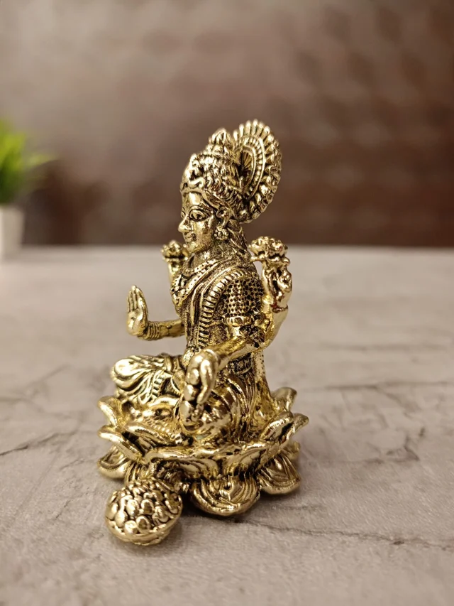 DecorsOne Brass Fine art Lakshmi idol on Lotus