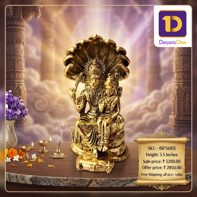 DecorsOne Brass Fine art Lakshmi Narashimar Idol