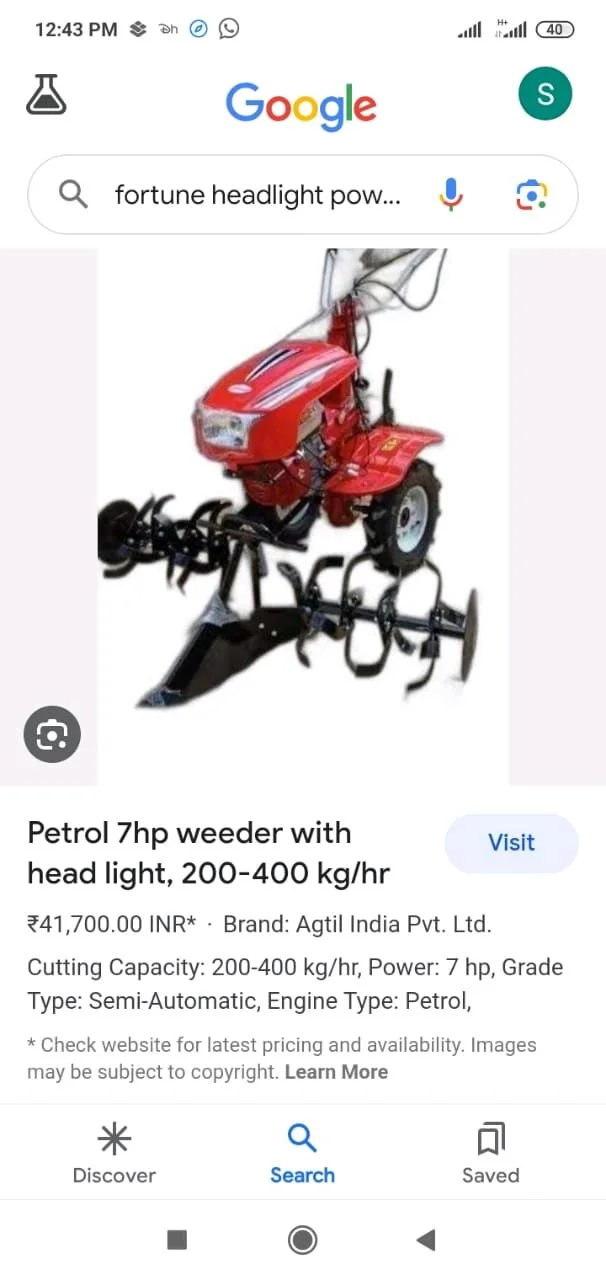 7 HP Power Weeder Model Full Head Light Model