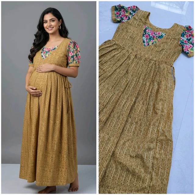 Stripped-Cotton Feeding Kurti - L, Roti