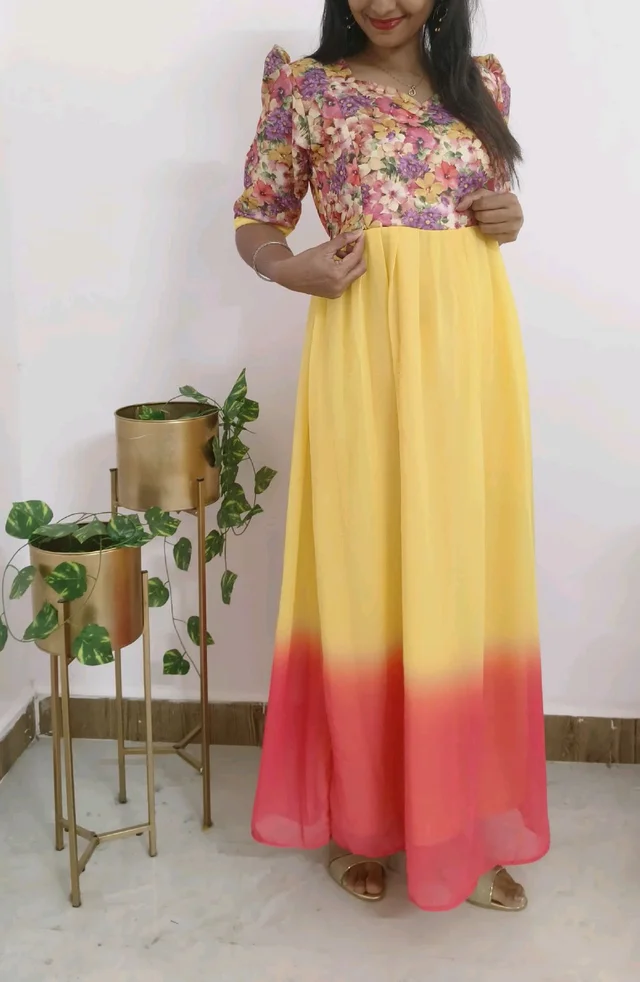 Sunflower-Georgette Feeding Kurti - M