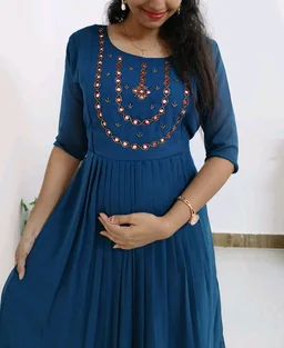 Dark Blue -Georgette Party Wear - XXL